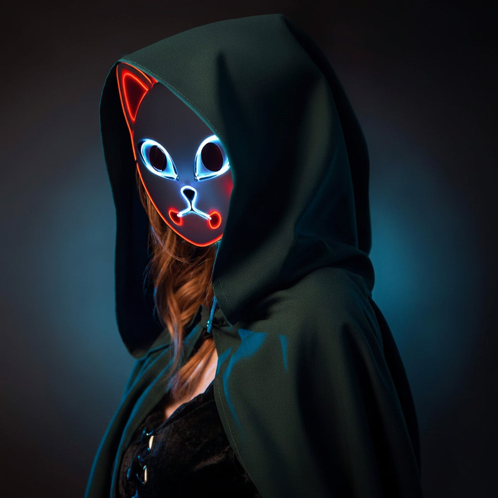 Halloween Cat Mask with LED Lights