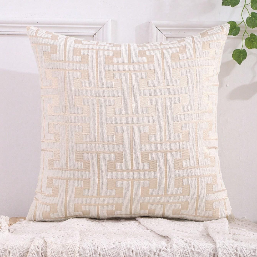 Jacquard Geometrico - Set di 2 federe con cerniera invisibile, perfette per la decorazione di soggiorno e camera da letto