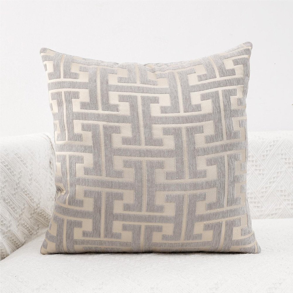 Jacquard Geometrico - Set di 2 federe con cerniera invisibile, perfette per la decorazione di soggiorno e camera da letto