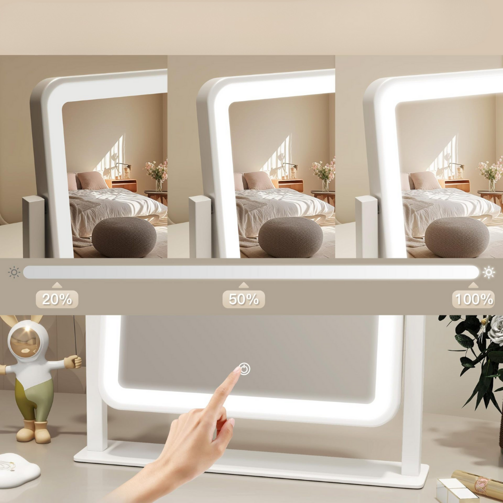 Mirror Makeup Mirror with LED Lighting Aluminum Table Model