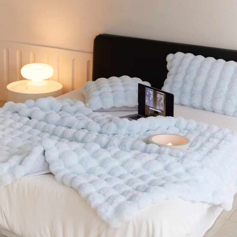 Luxe Bubble Fleece Deken – Imitatie Konijnenvacht, Dikke Sofa- en Kantoor Deken