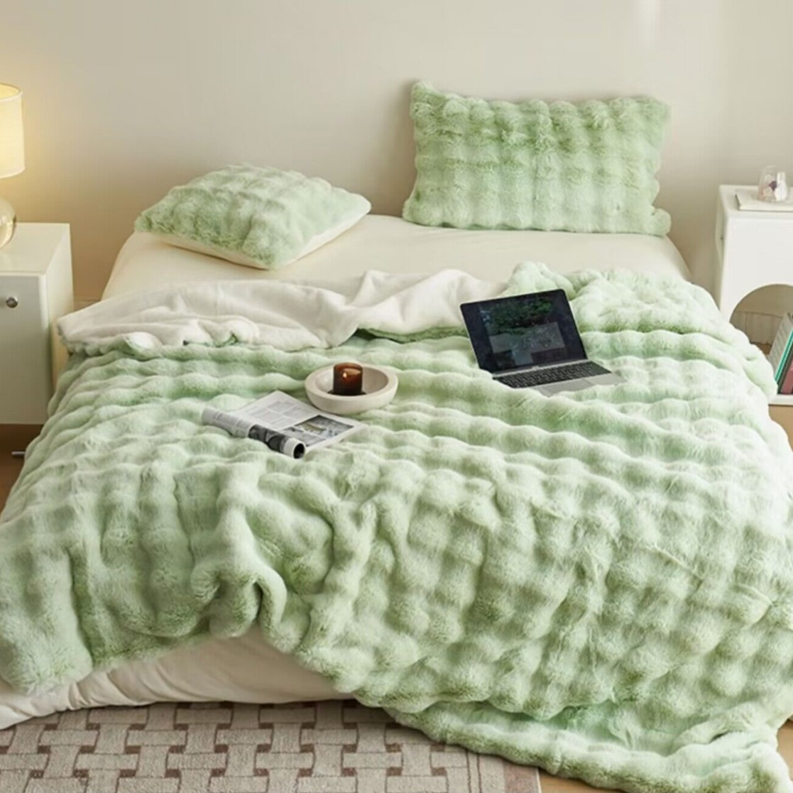 Luxe Bubble Fleece Deken – Imitatie Konijnenvacht, Dikke Sofa- en Kantoor Deken