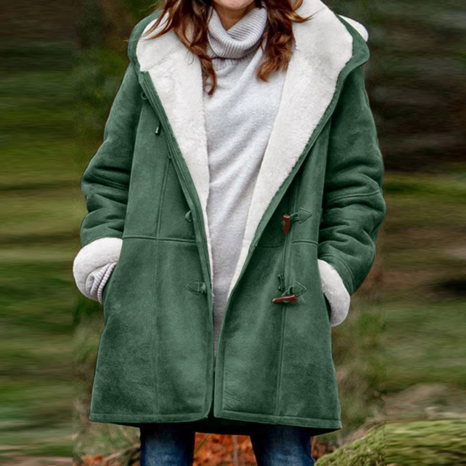 Casaco de Inverno com Forro e Capuz para Senhora