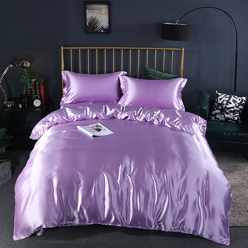 Juego de Confort Elegante (4 piezas) ropa de cama satén/algodón - 2x fundas de almohada - sábana