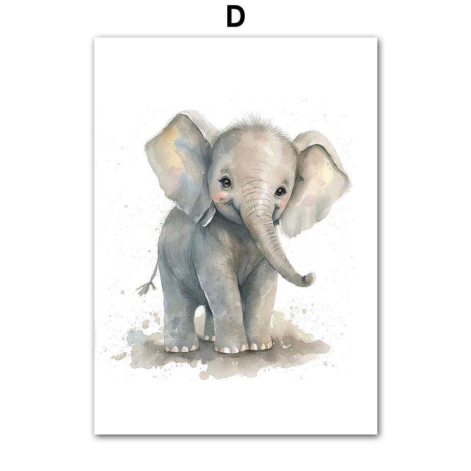 8 Pieces Canvas Poster, Modern Art, Cute Elephant Lion Giraffe Tiger Zebra, Kids Room Wall Decoration, Animal Posters, Ideal Gift for Bedroom, Wall Decoration, No Frame