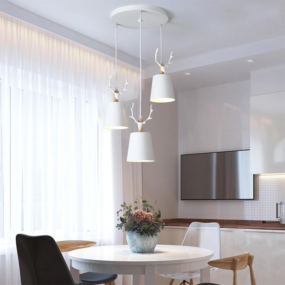 Lámpara colgante clásica LED de diseño de asta con 3 luces