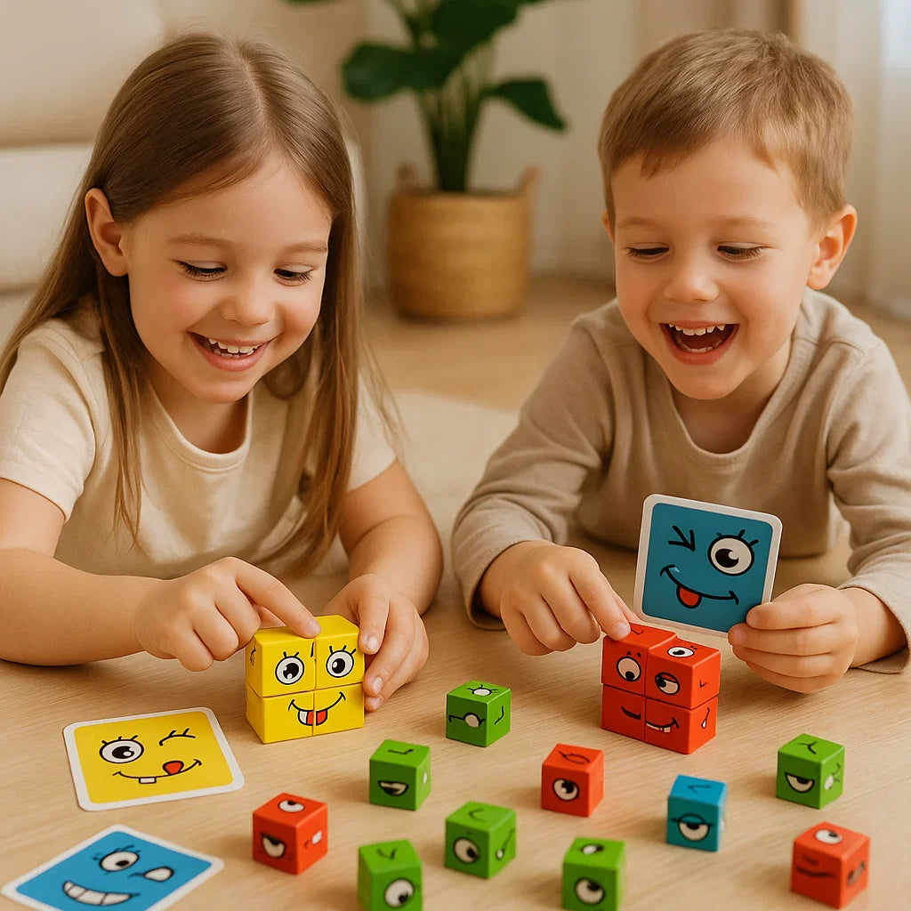 Gioco Puzzle Volti Bambini Educativo Gioco Logico Pensiero