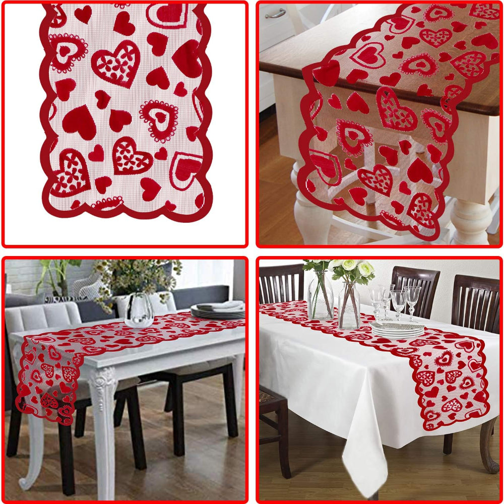Lace Tafel Loper Hartjes Romantische Valentijnsdecoratie