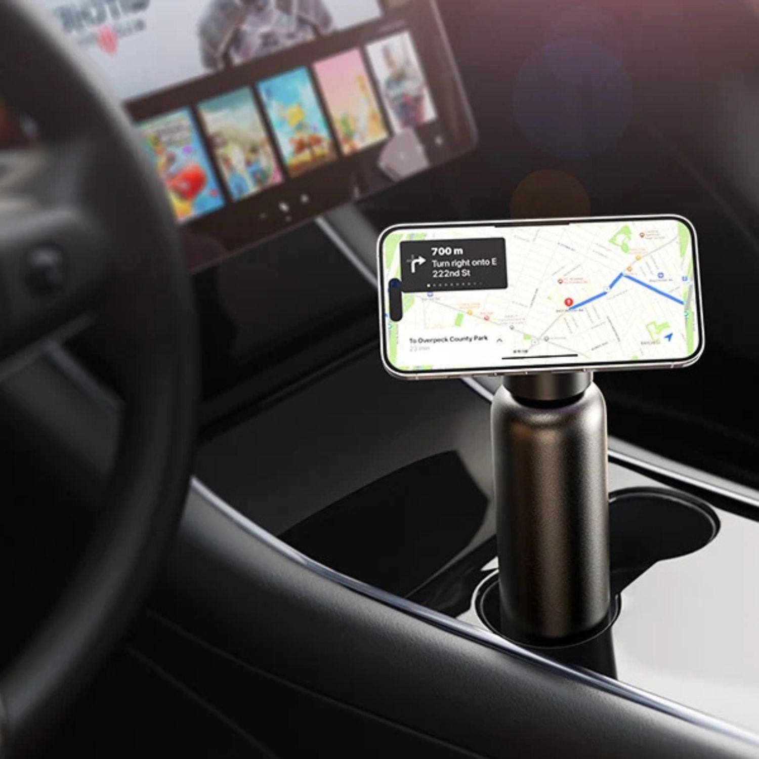 Botella de bebida magnética con soporte para teléfono - Innovadora y práctica