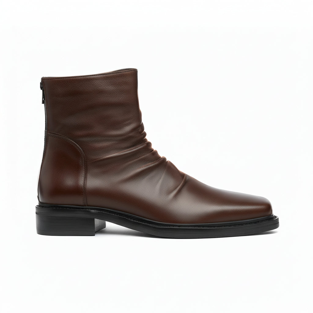 Boots Autumn Winter Style Square Toe Zipper Closure