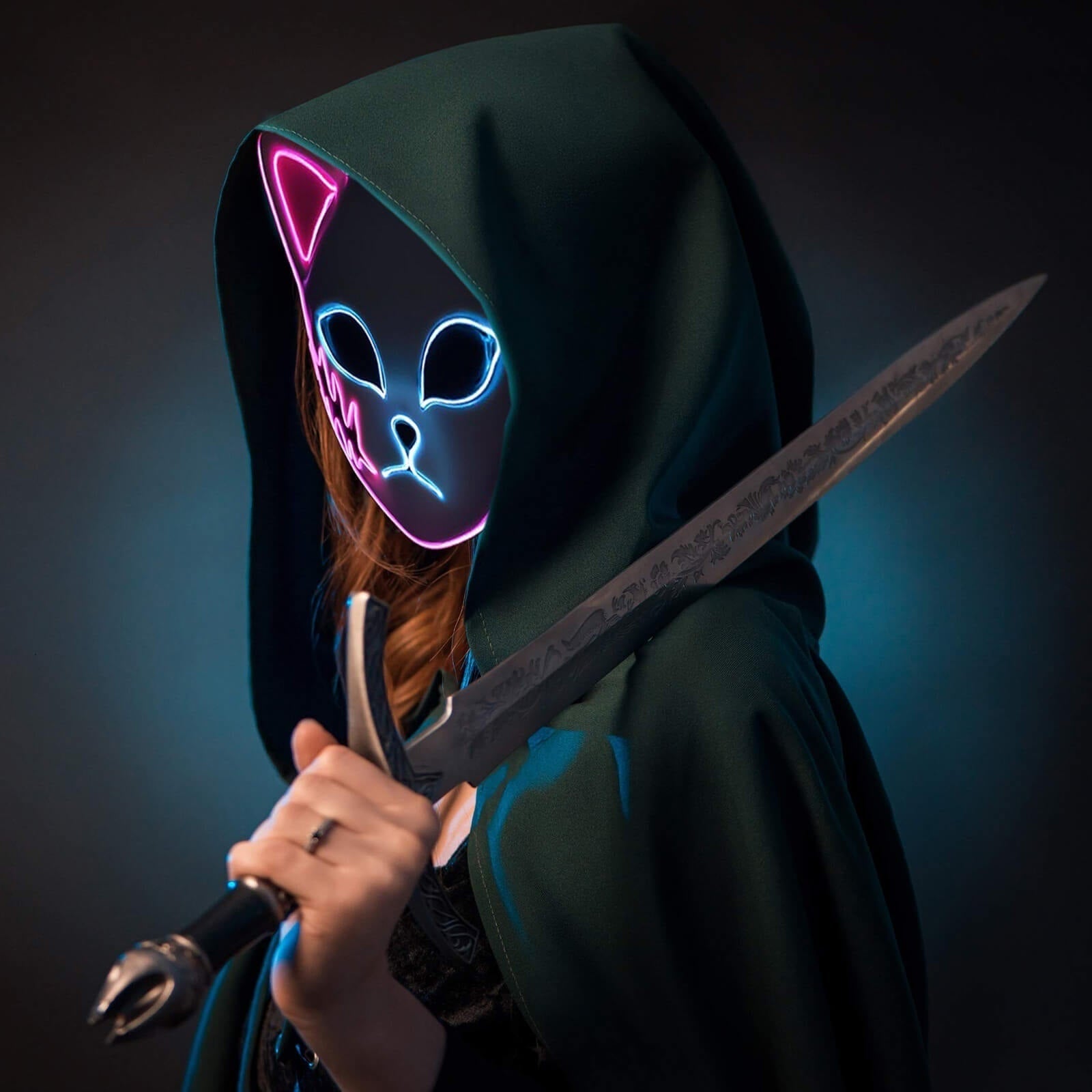 Maschera Di Halloween Gatto LED Luminoso - Image 3