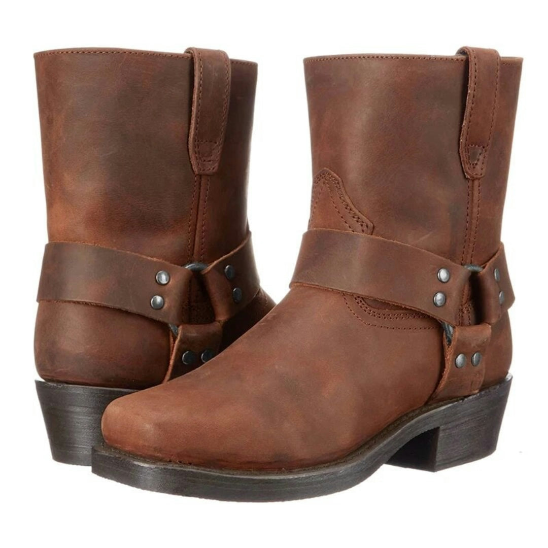 Men's Cowboy Boots Western Ankle Boots Low Heel Casual