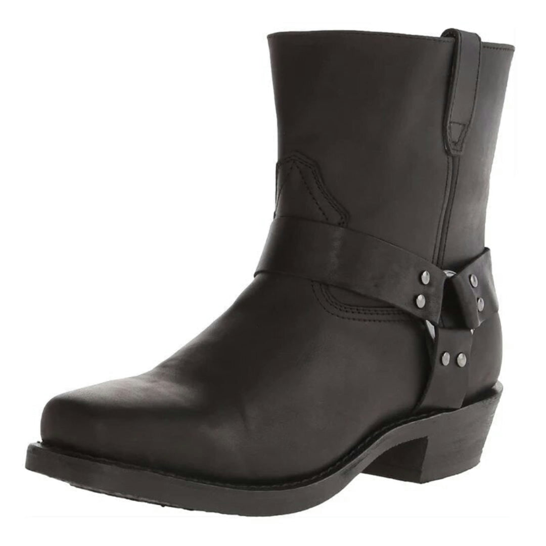 Men's Cowboy Boots Western Ankle Boots Low Heel Casual