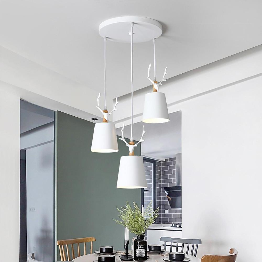 Lámpara colgante clásica LED de diseño de asta con 3 luces