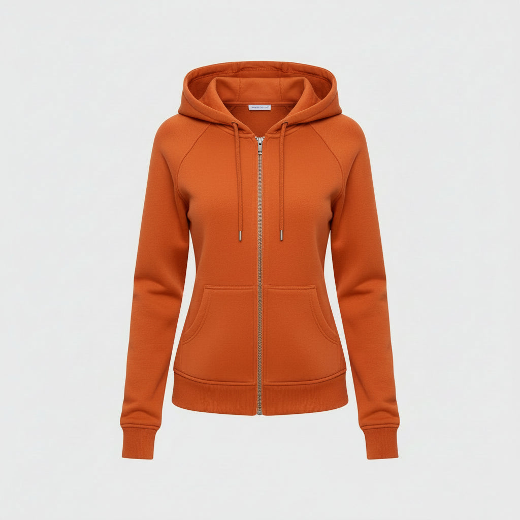 Felpa Zip Donna Slim Fit Misto Cotone Casual