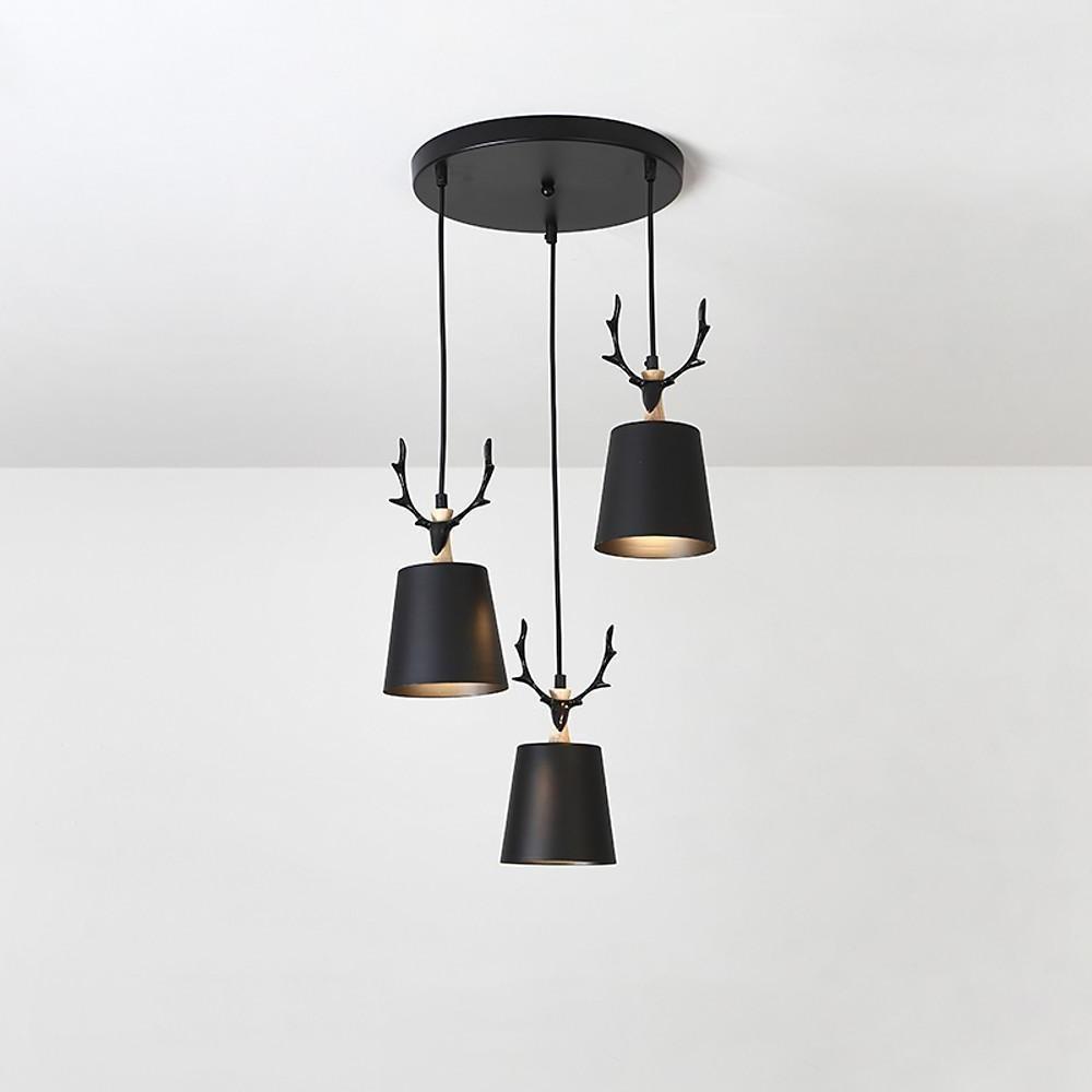 Lámpara colgante clásica LED de diseño de asta con 3 luces