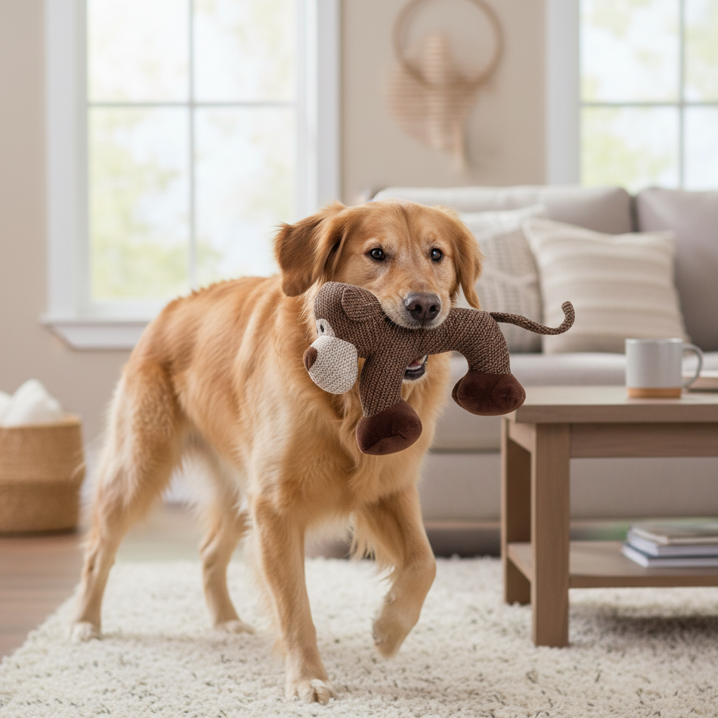 Peluche Interattivo Cane Giocattolo Masticare Corda Squeaker - Image 2