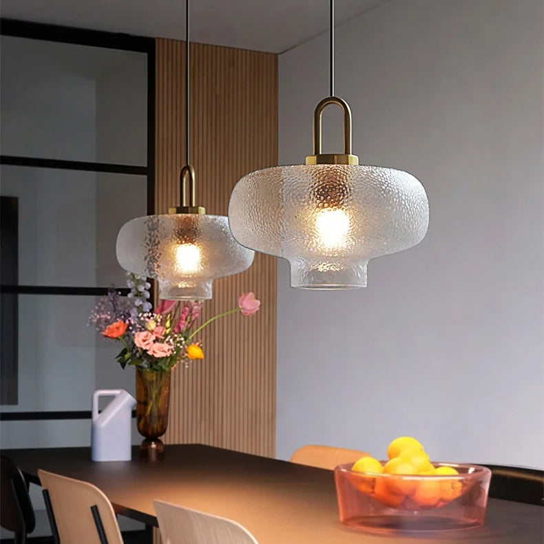 Lampada a sospensione in vetro opaco trasparente per cucina