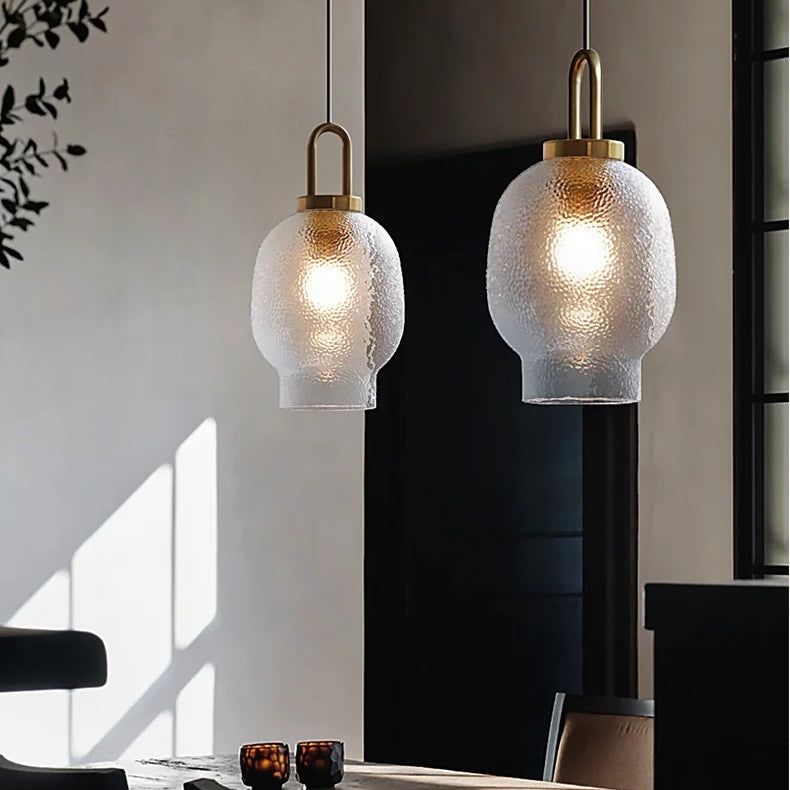Lampada a sospensione in vetro opaco trasparente per cucina
