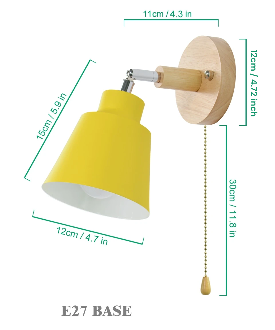 FlexiGlow - Lampada da parete girevole con interruttore a catena a tiraggio