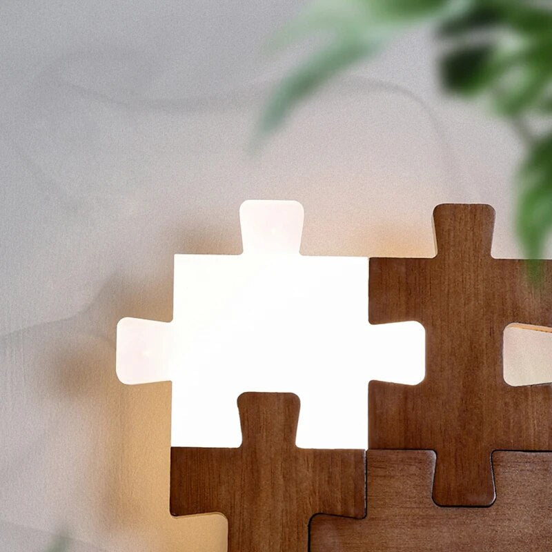 PuzzleGlow - Wooden Puzzle Wall Lamp LED – Creative Children's Room and Living Room Lamp