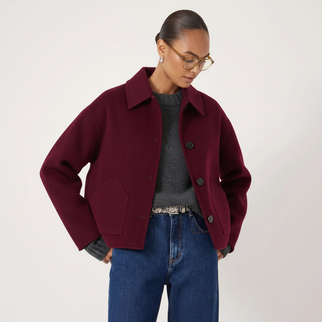 Blazer Women Short Double Breasted Oversized Jacket Lapel