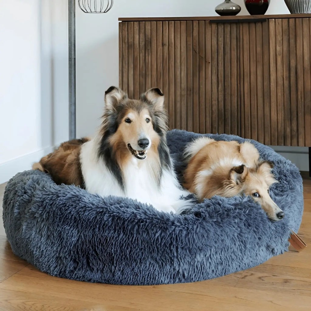 Rundes Hundebett Kuscheliges Plüschkissen - Image 2