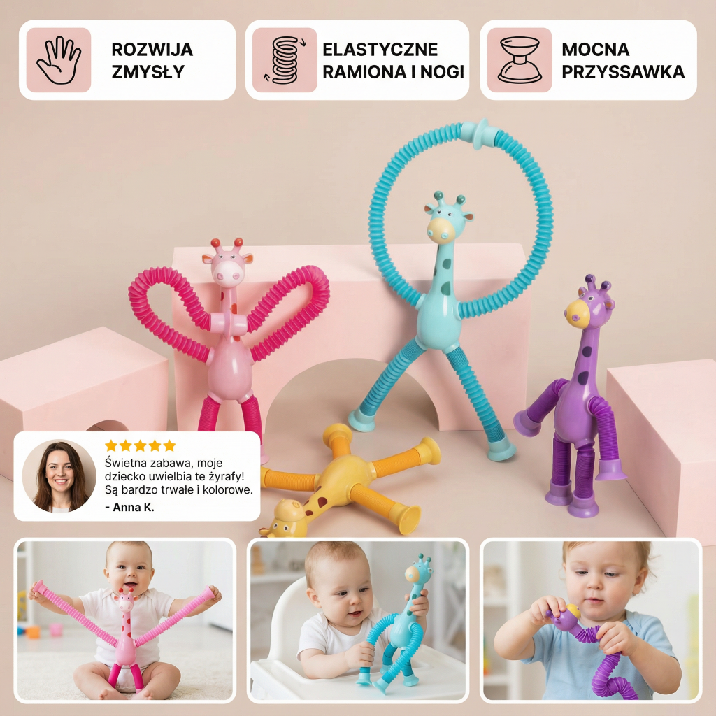 Sensoryczna Żyrafa Z Przyssawką Sensoryczna żyrafa Z Przyssawką Zabawka - Image 3