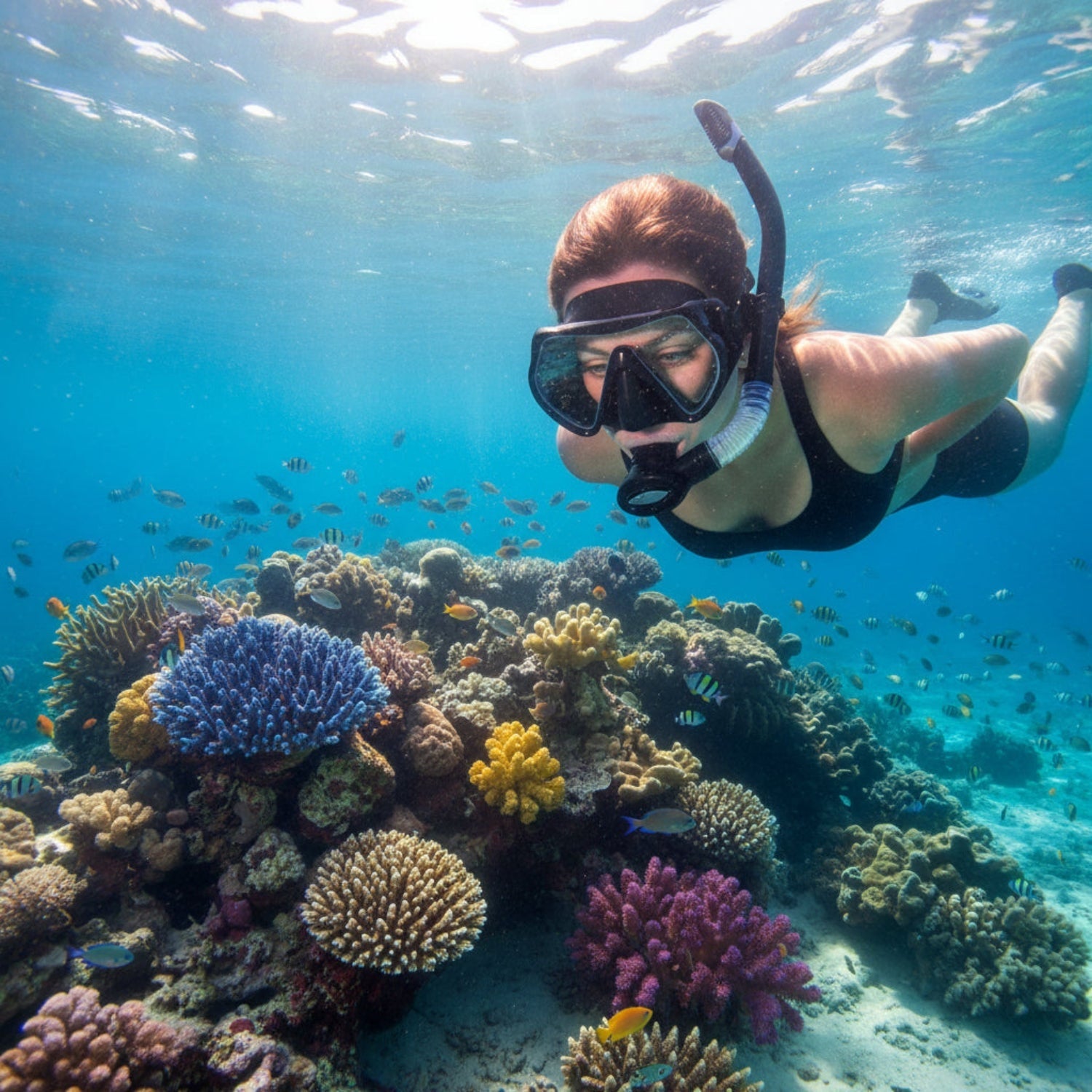 Set Maschera Snorkel Immersione Cinturino Regolabile - Image 1