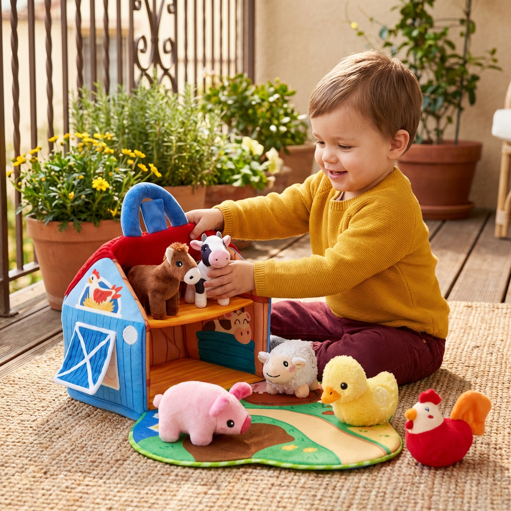 Set Peluche Animali Fattoria Gioco Interattivo - Image 1
