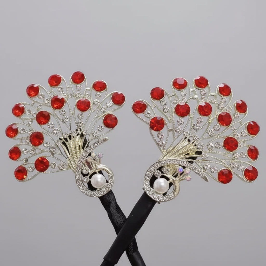 Hair Clip Vintage Peacock Rhinestone Elegant Accessory Updo Hair