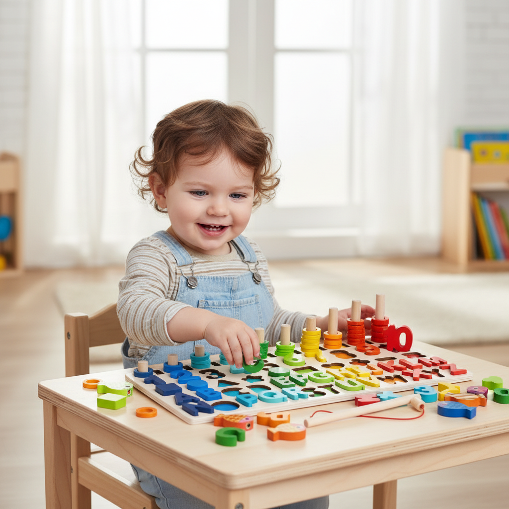 Tavola Gioco Legno Giocattolo Educativo Attività - Image 1