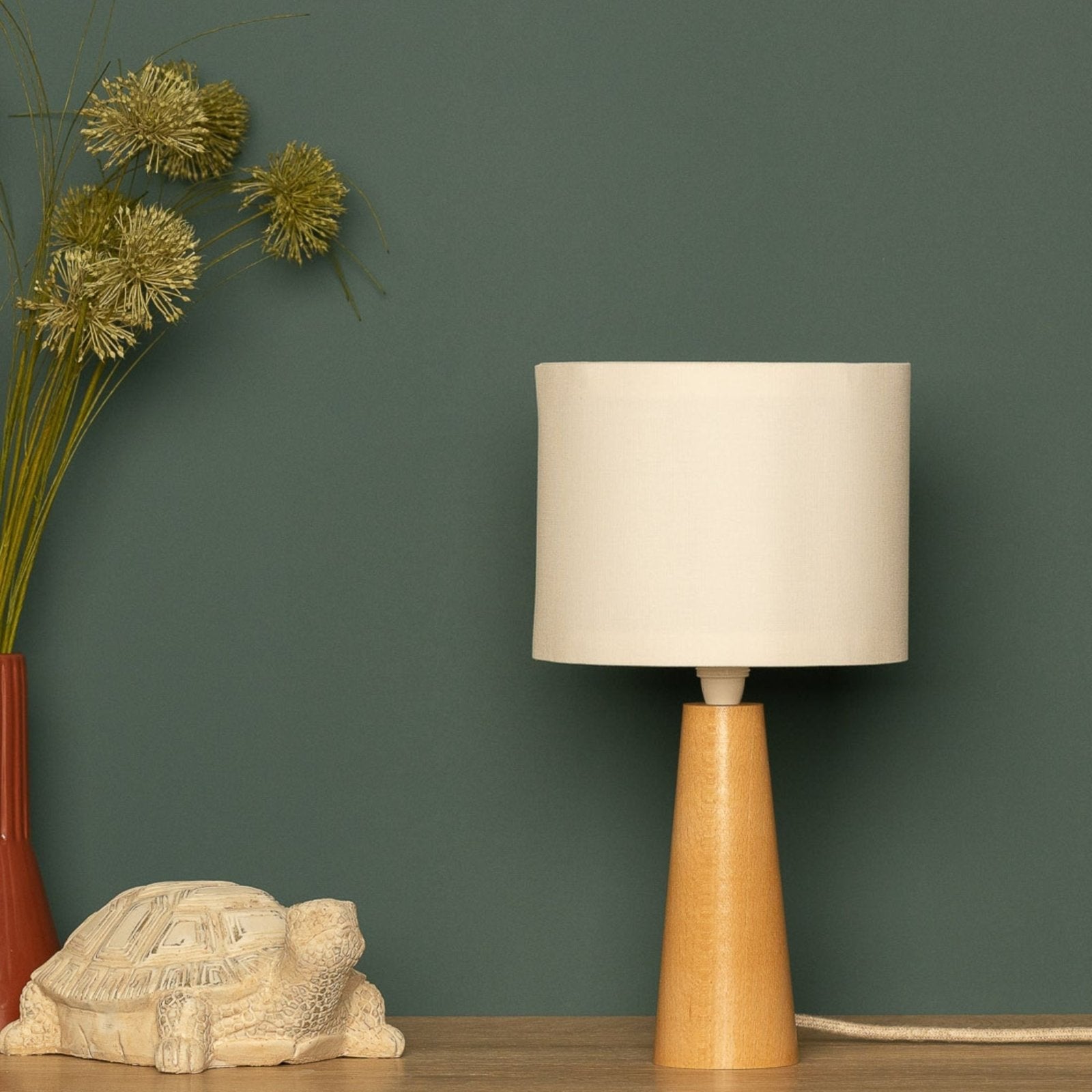 NordicGlow - Minimalist Wooden Table Lamp with Fabric Shade for Living & Bedroom