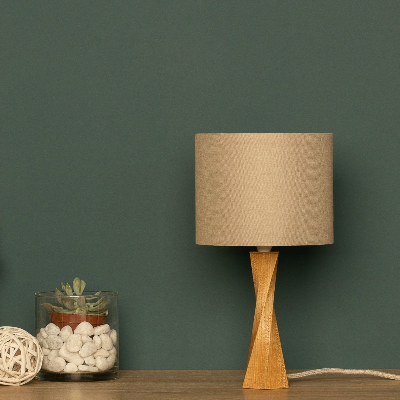 LumiWood - Modern Wooden Table Lamp with Fabric Lampshade | Scandinavian Design