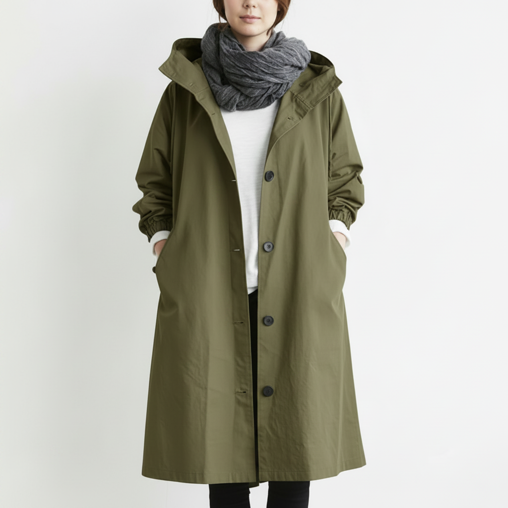 Trench Coat Impermeabile Cappuccio E Tasche - Image 1