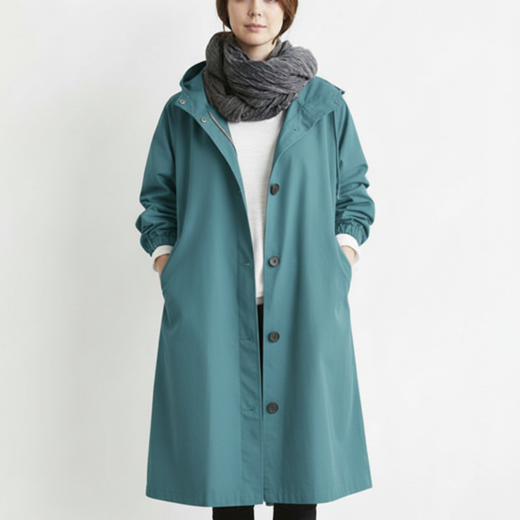 Trench Coat Impermeabile Cappuccio E Tasche - Image 2