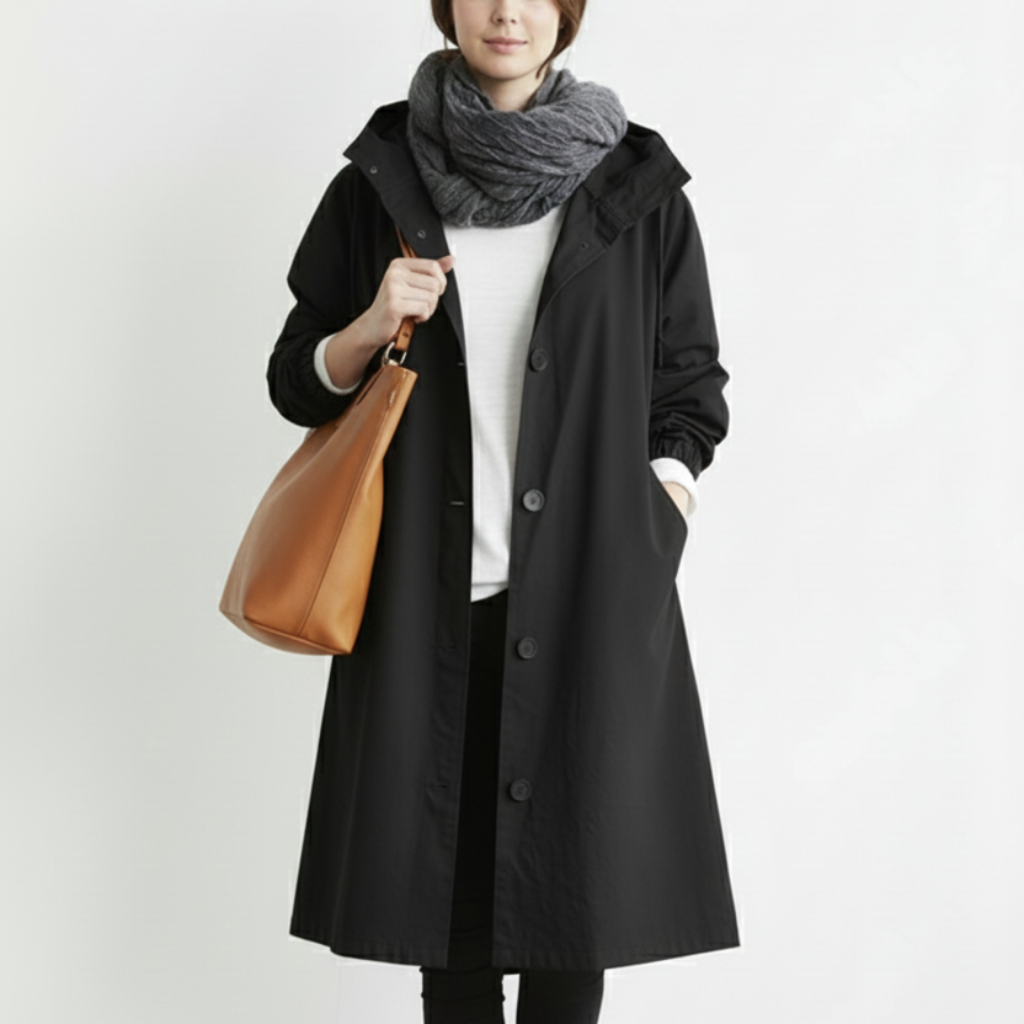 Trench Coat Impermeabile Cappuccio E Tasche - Image 3