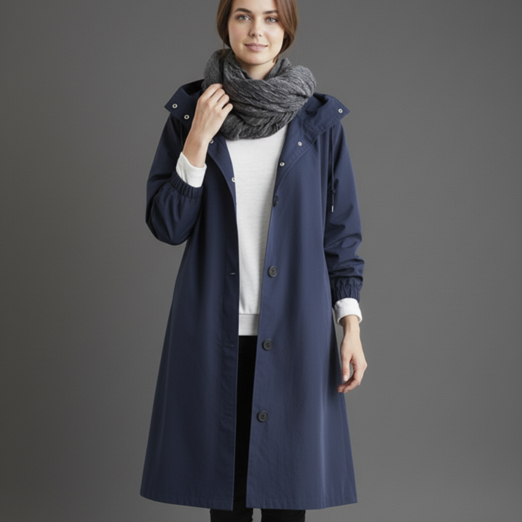 Trench Coat Impermeabile Cappuccio E Tasche - Image 5