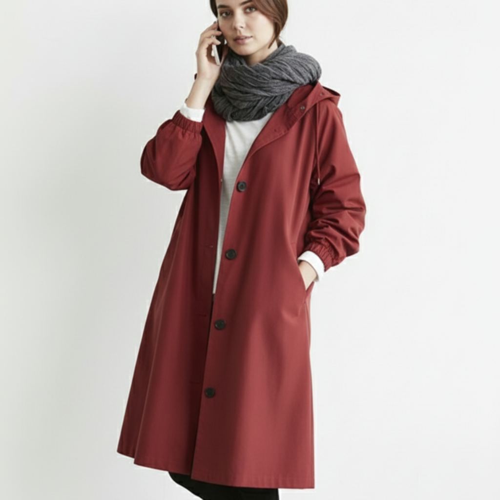 Trench Coat Impermeabile Cappuccio E Tasche - Image 8