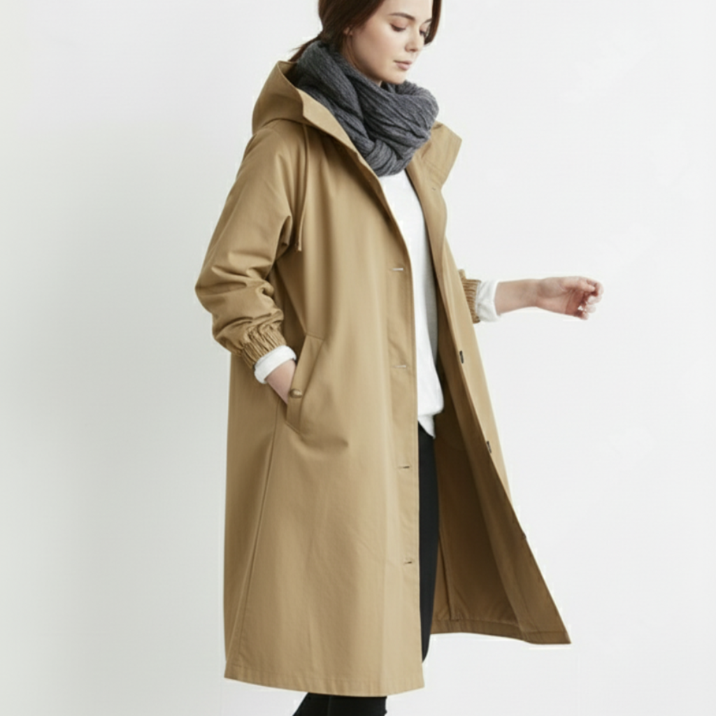 Trench Coat Impermeabile Cappuccio E Tasche - Image 9
