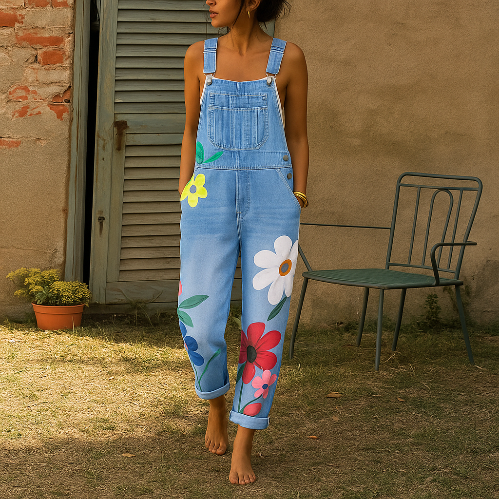 Tuta Floreale Pantaloni Spalline - Image 2