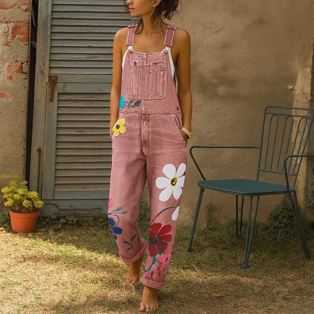 Tuta Floreale Pantaloni Spalline - Image 4