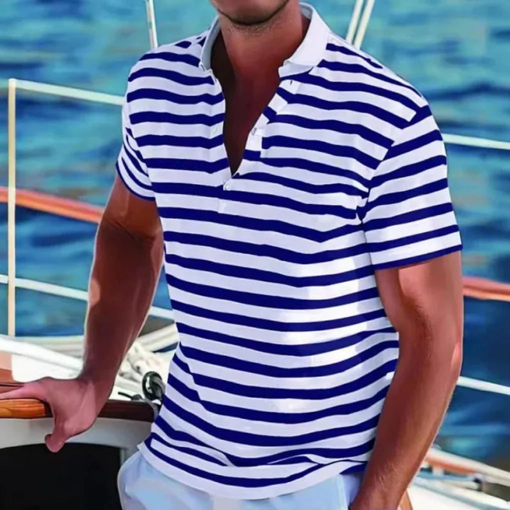 Uomo Polo Righe Manica Corta Estate | Maglia Casual - Image 4