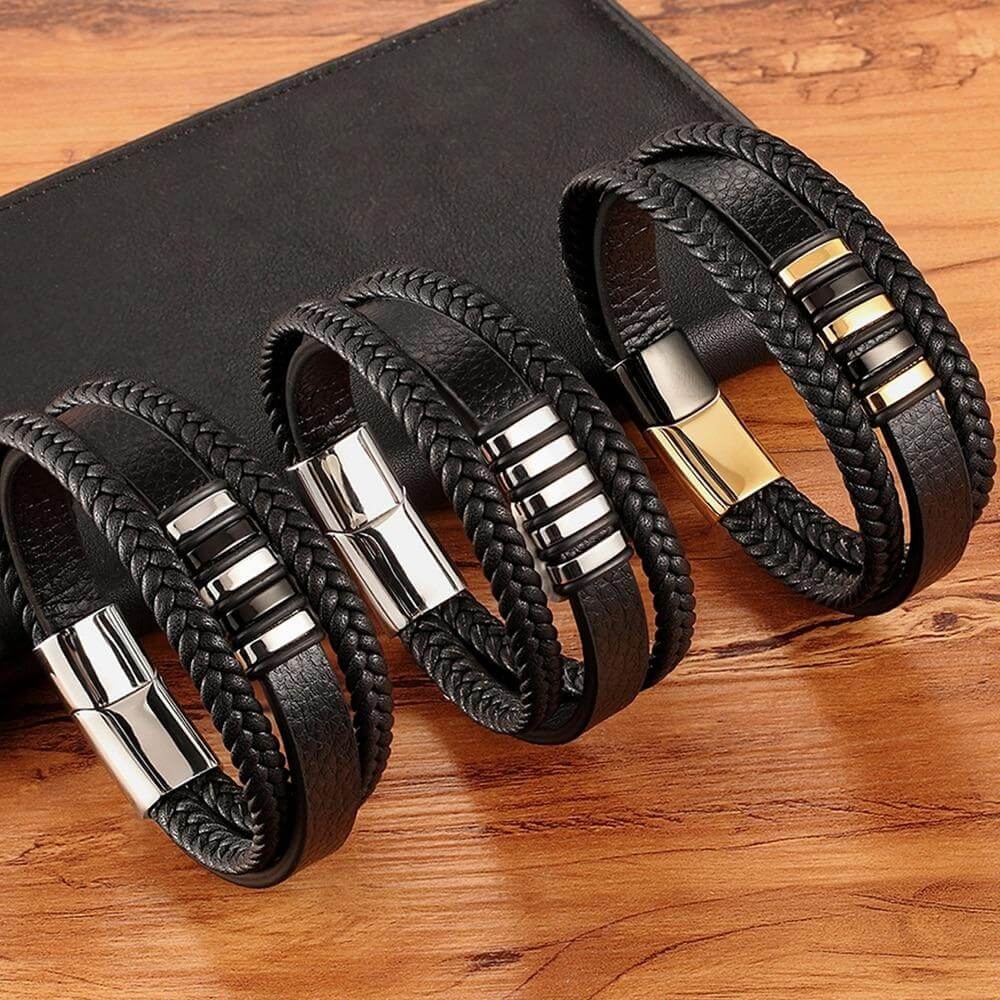 Men's Bracelet Braided Magnetic Clasp Wrist Jewelry