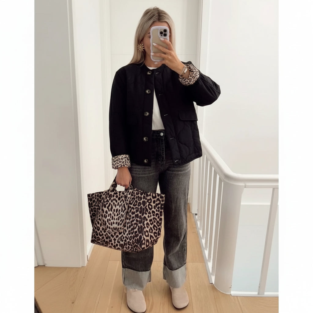Chaqueta de mujer a la moda estampado de leopardo estilo trendy para cualquier ocasión