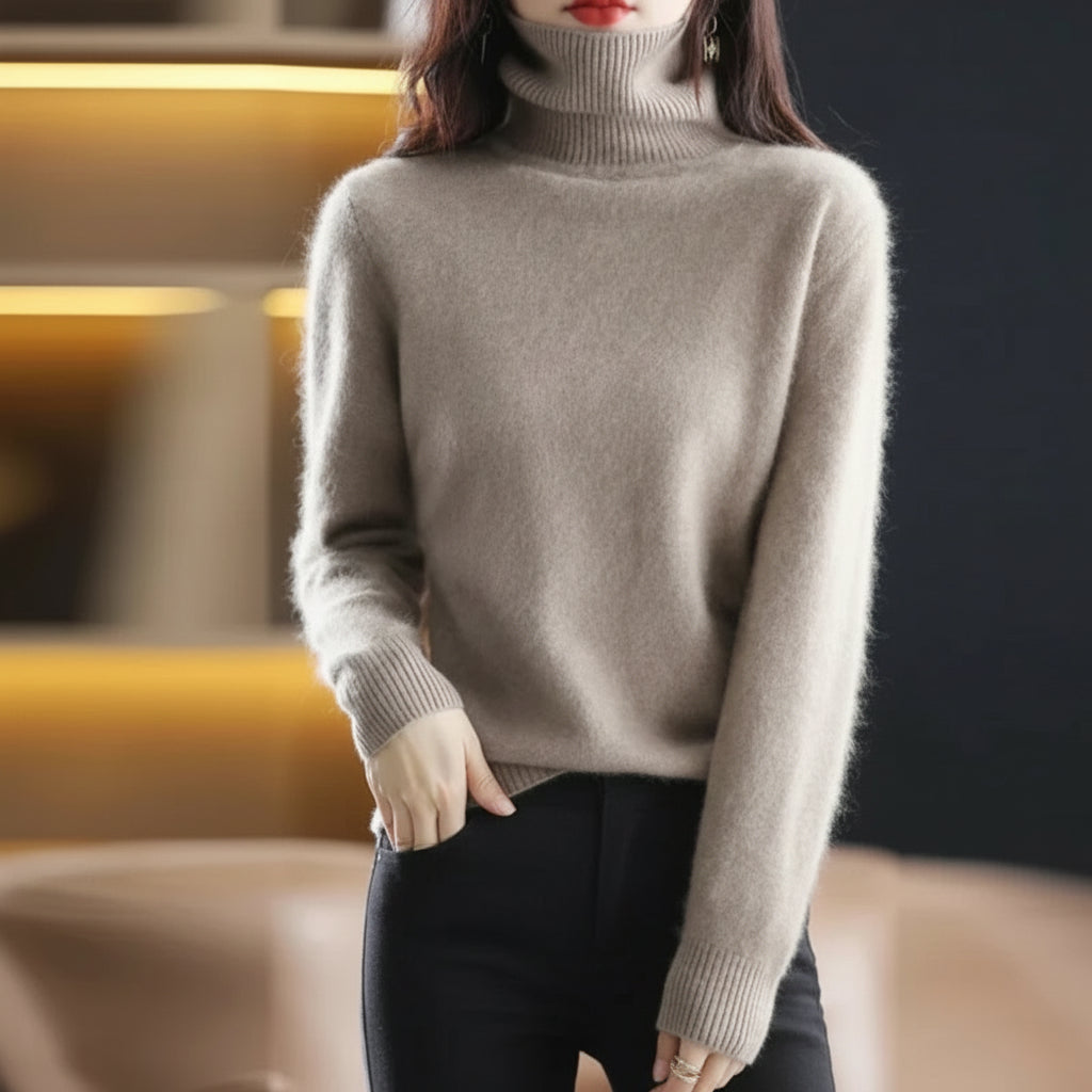 Maglione Collo Alto Morbido Donna Lusso Comfort