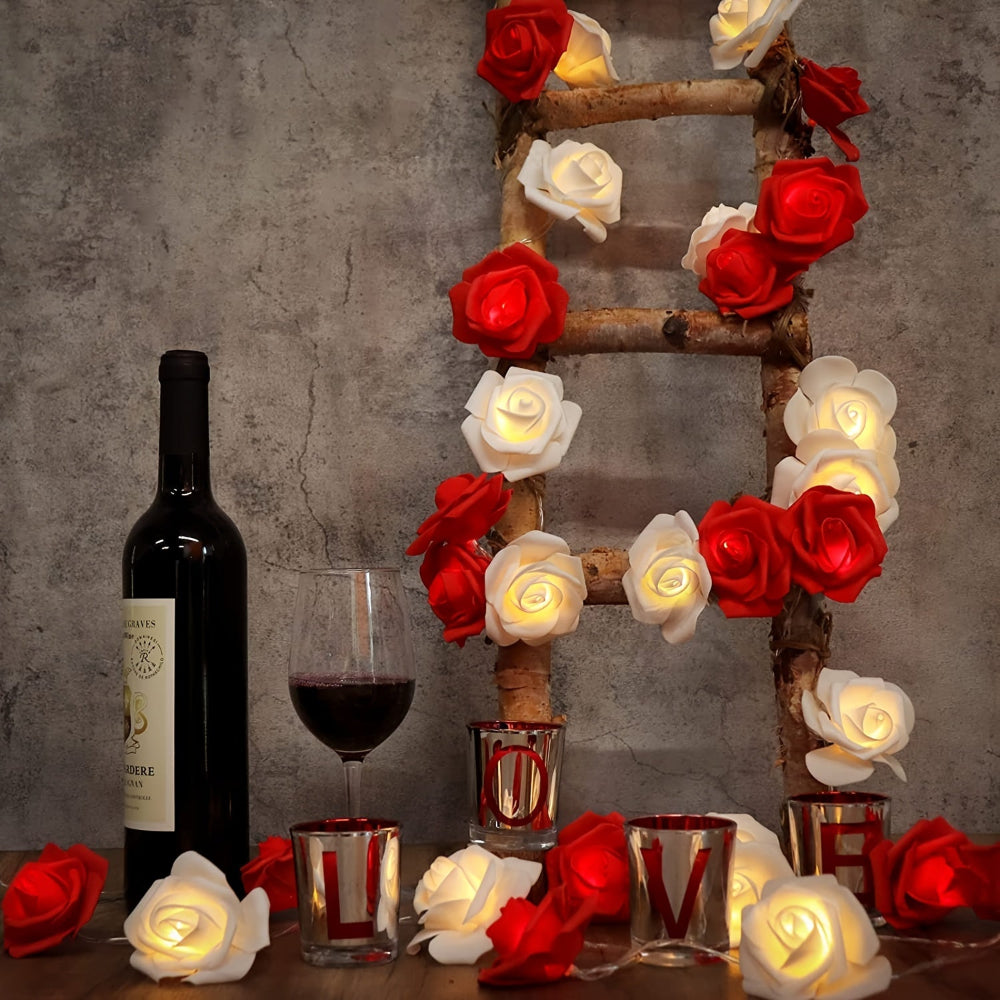 Luci LED Forma Rose San Valentino 10 LED Alimentate Batteria
