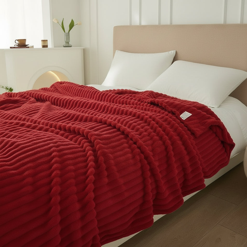 Plaid Fleece Dekentje Geribbeld Flanel Zacht Warm Slaapbank Bed