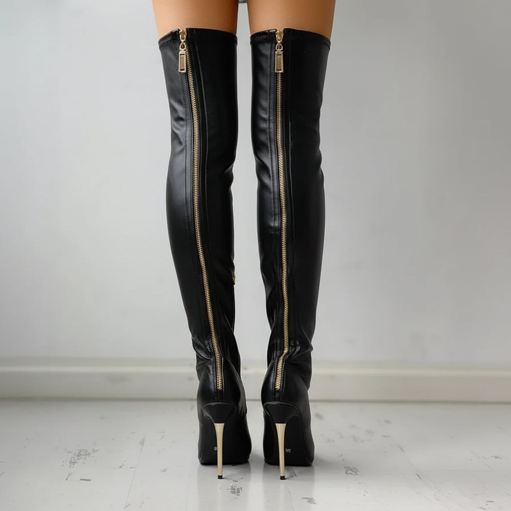 Women's Boots High Knee Boots Made Leather Heel Winter