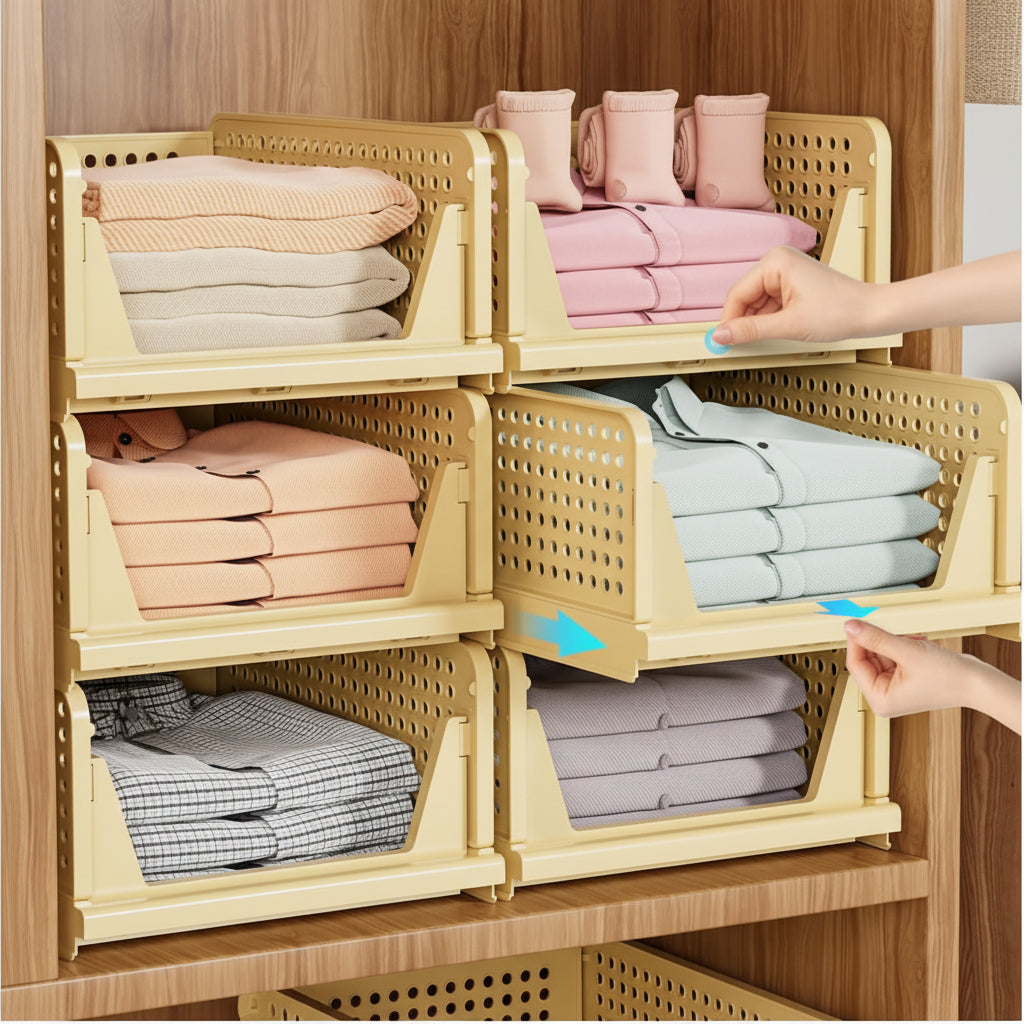 Foldable Storage Boxes Set 5 Stackable Closet Organizers